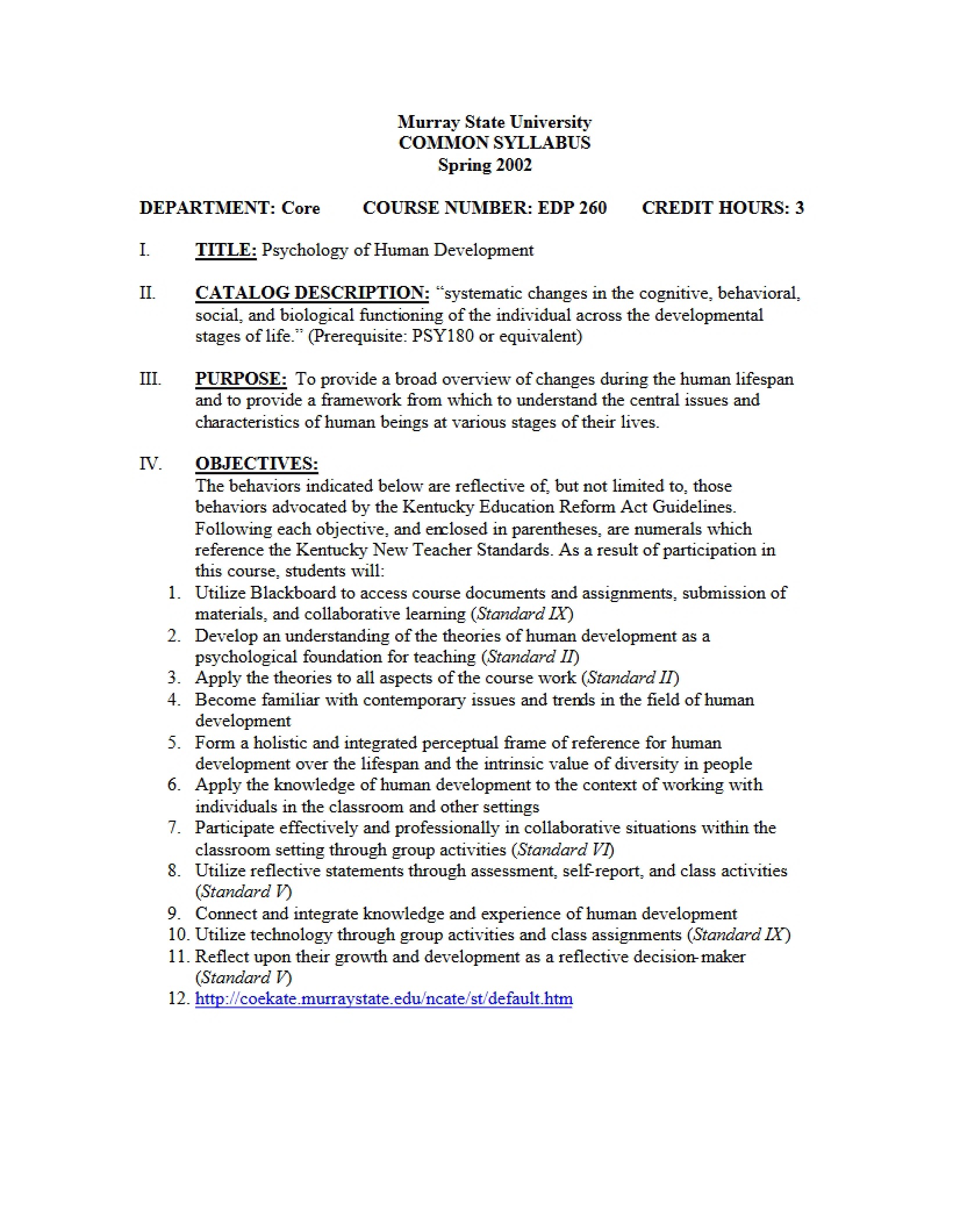 Syllabus - 4 Pages