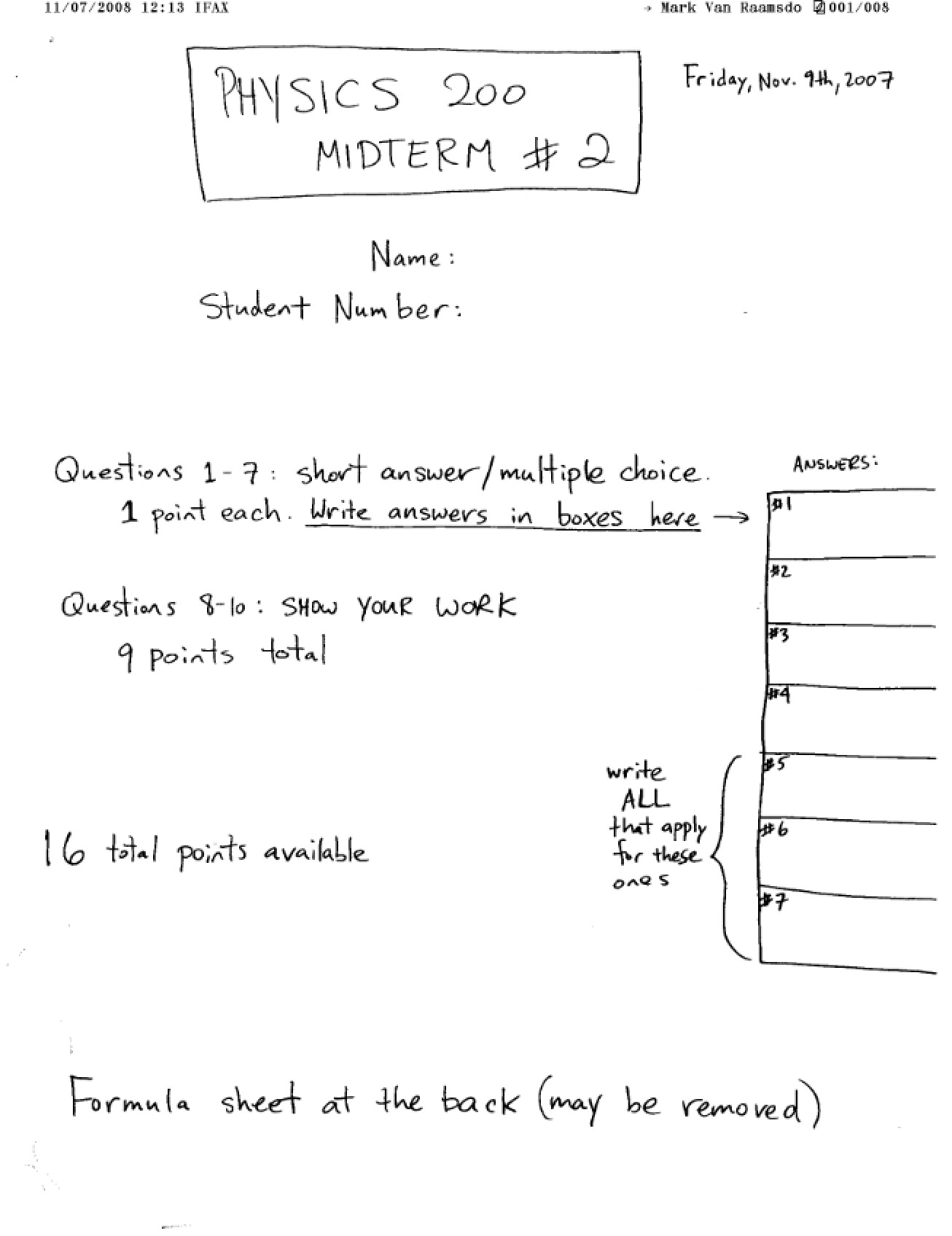 Physics 200 Midterm 2