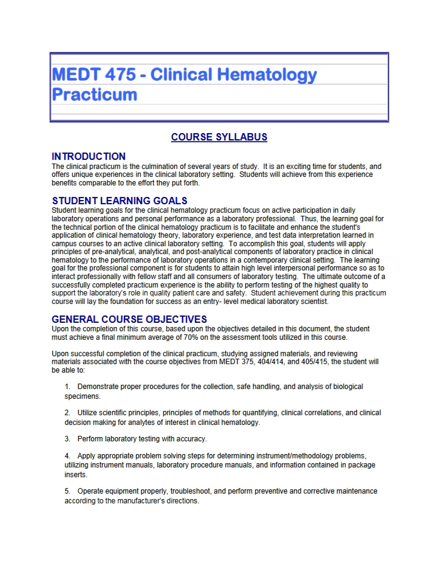 Syllabus for Course