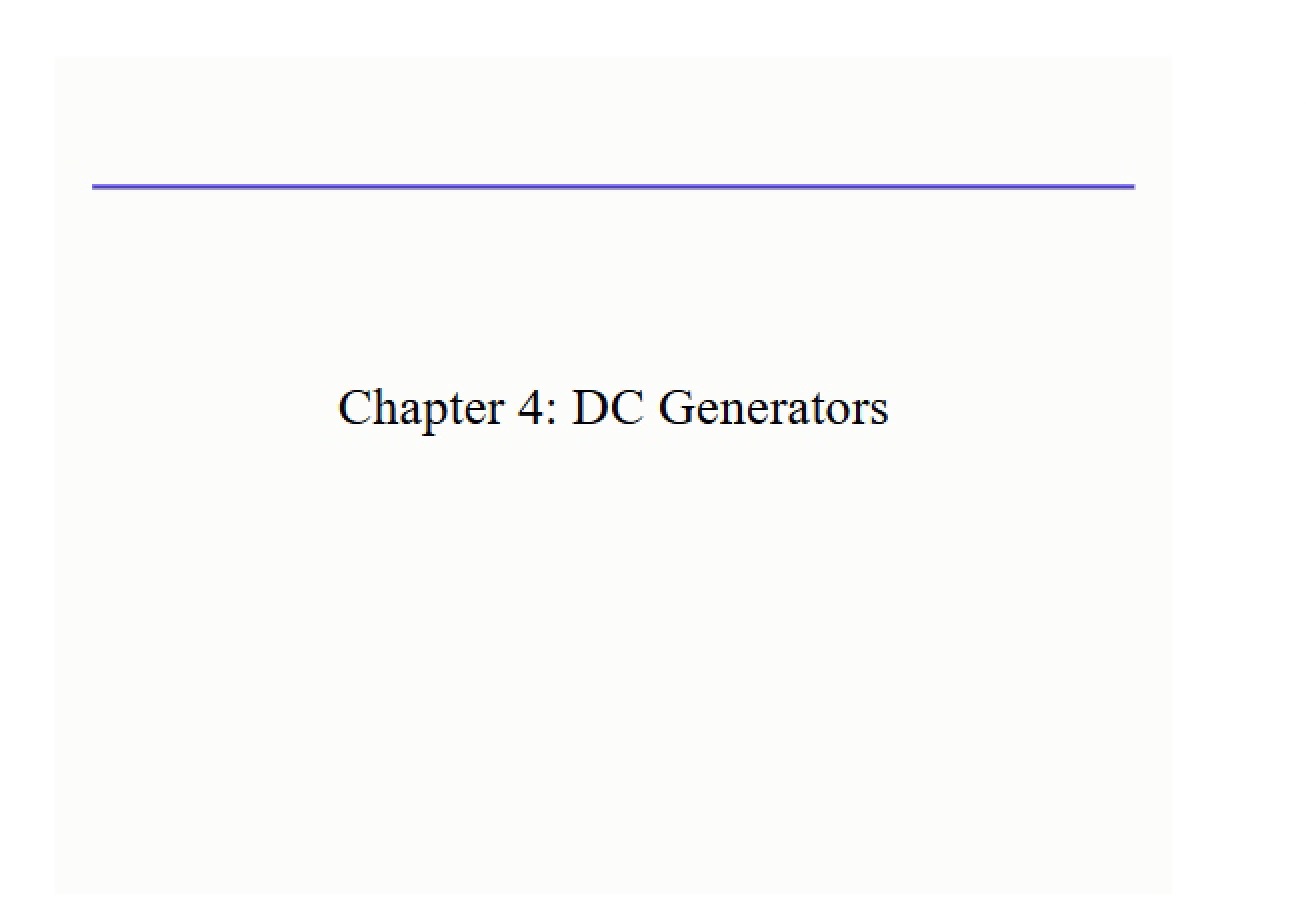 Fourth Lecture on DC Generators