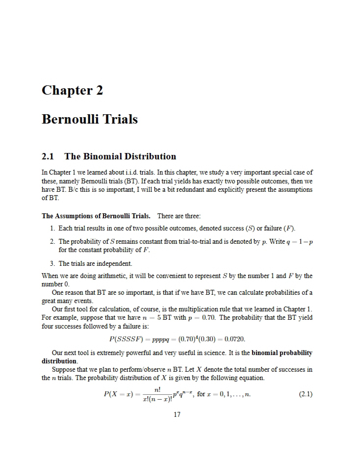 Notes on Bernoulli Trials