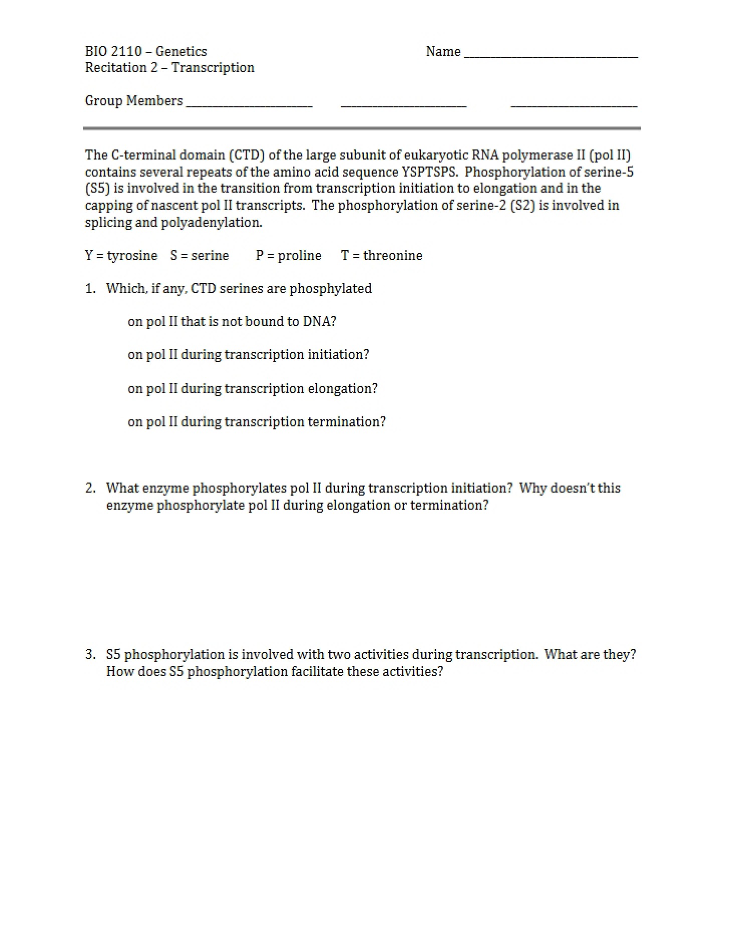 Transcription (Recitation 3)