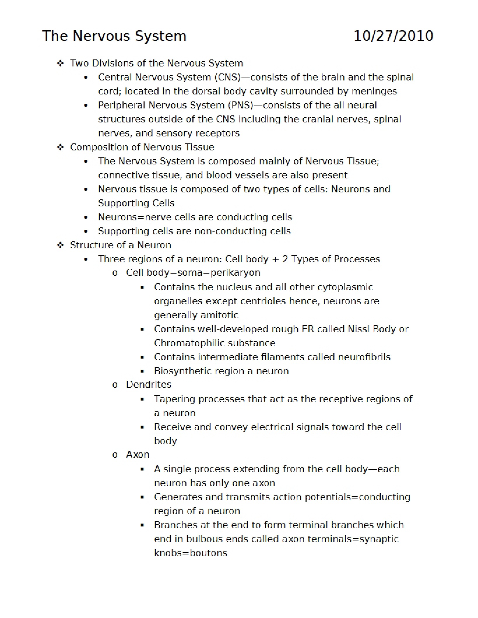 Overview of the Nervous System