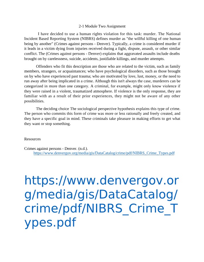 Module Two Assignment Criminology A