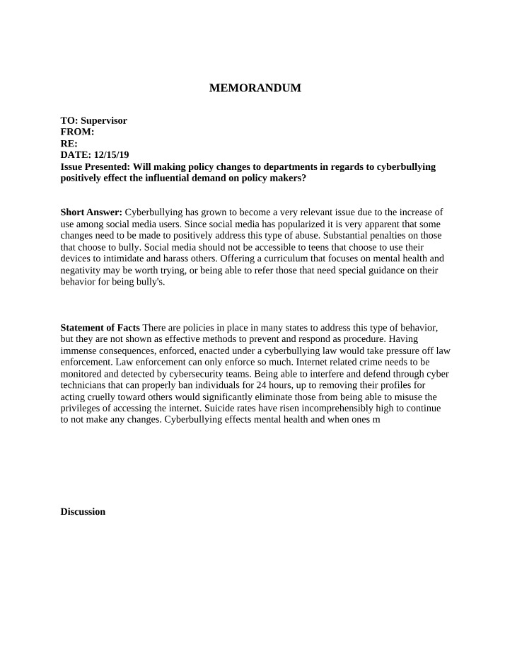 Memorandum Template for CJ 520