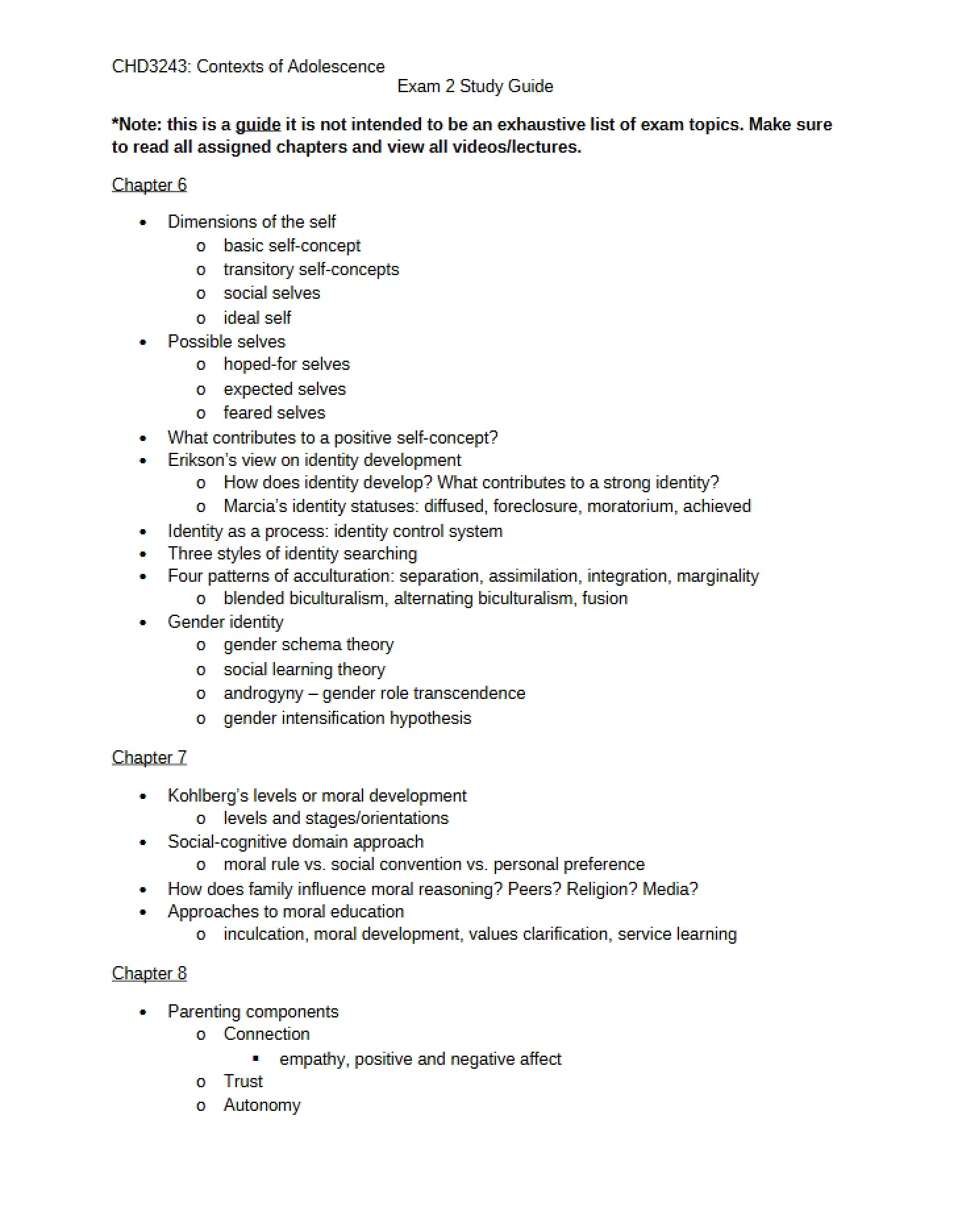 Guide for Exam 2 Preparation