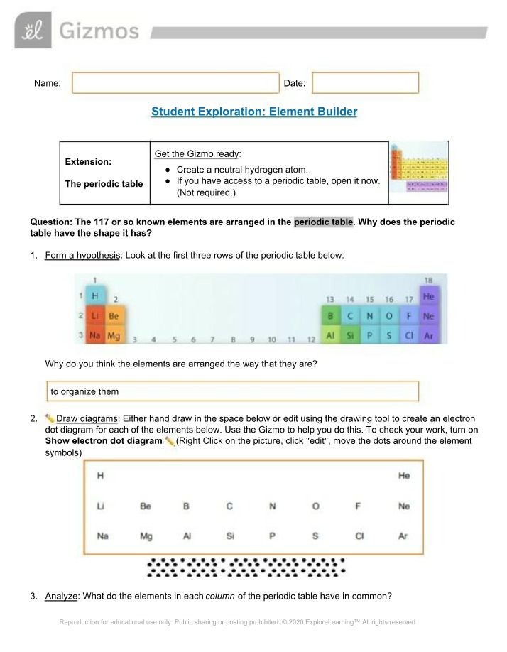 The Periodic Table - Electron and Element Organization