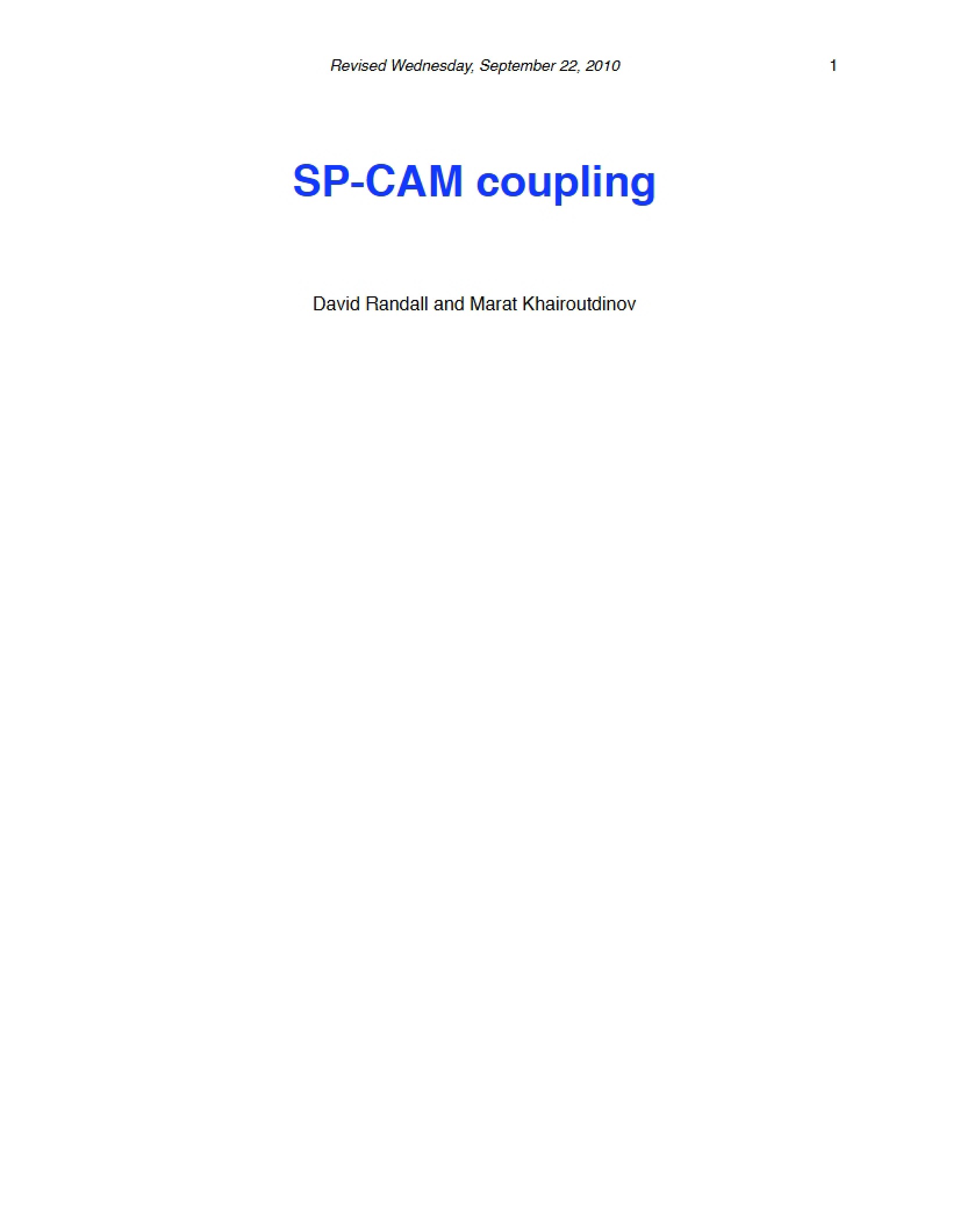 Coupling of SP CAM