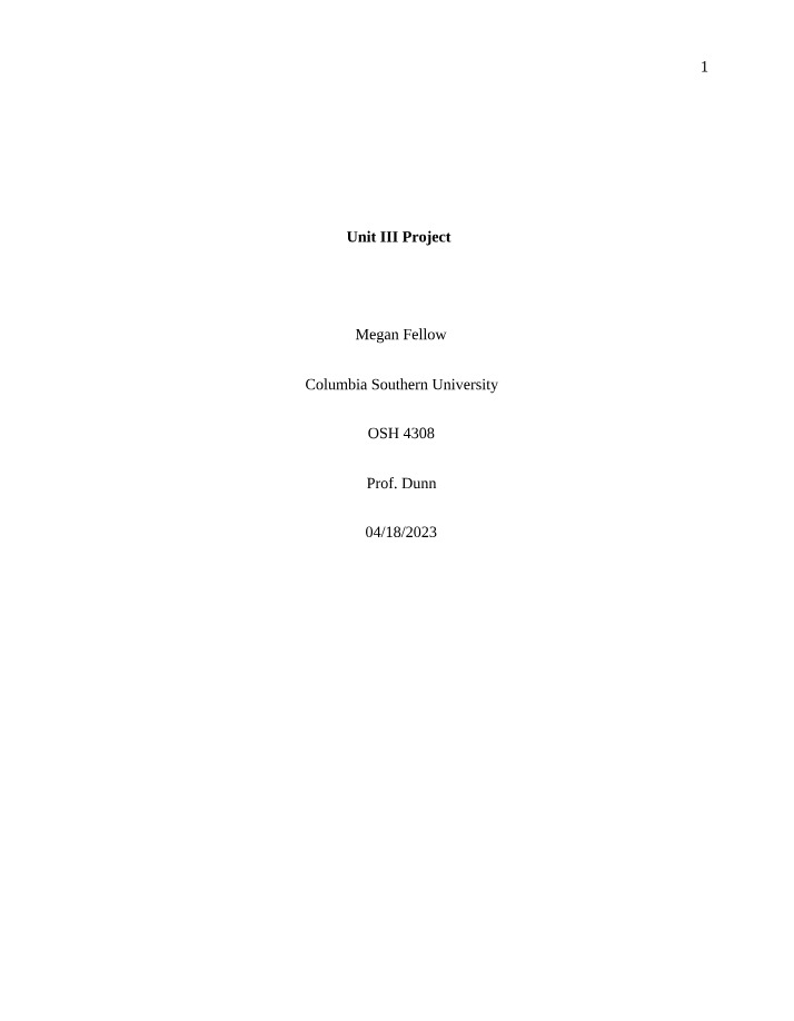 OSH4308 Unit III Project