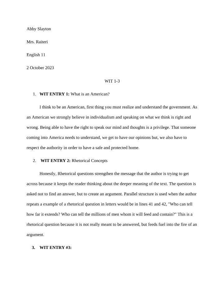 WIT Entries - Rhetorical Concepts and American Identity