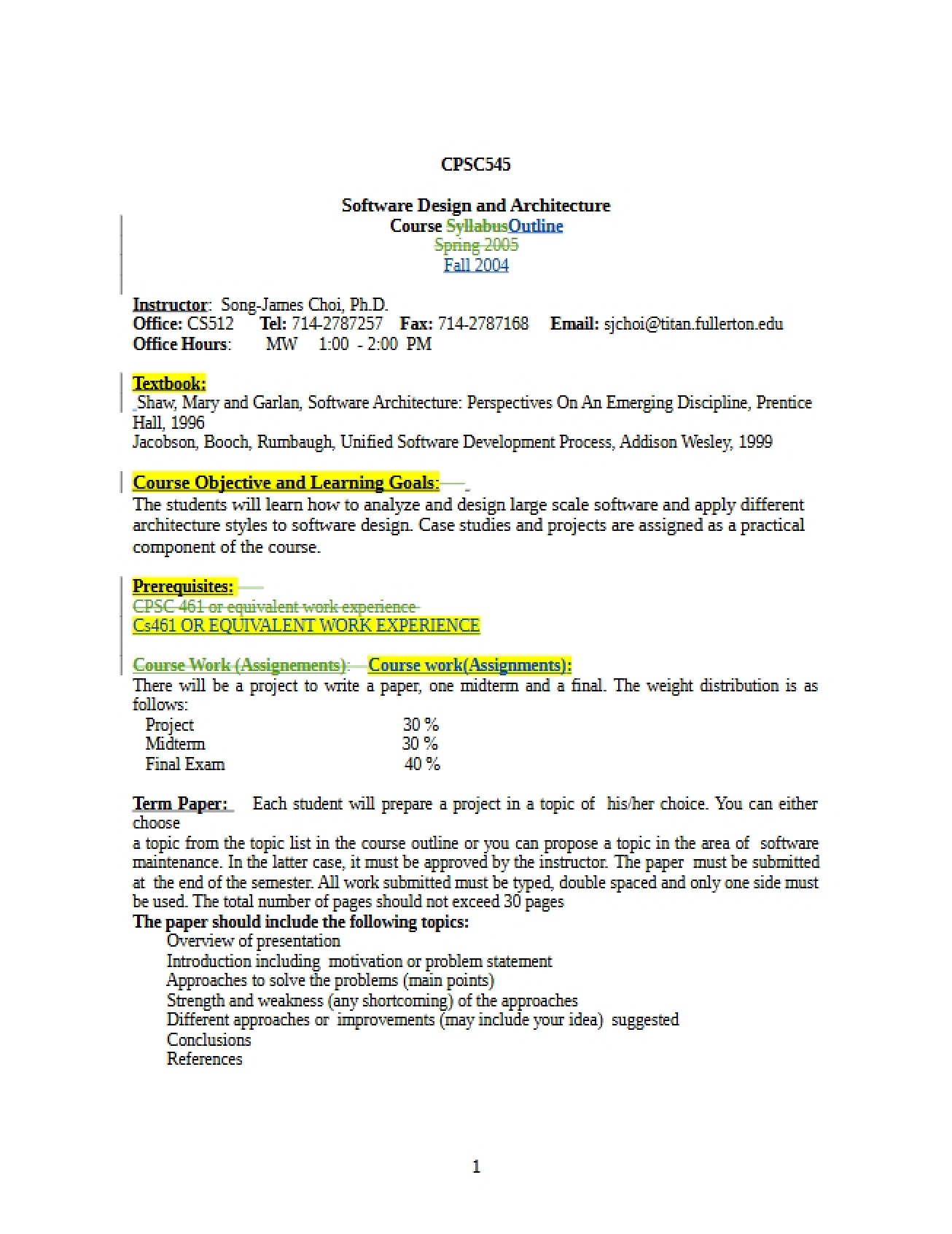 Software Design and Architecture Syllabus