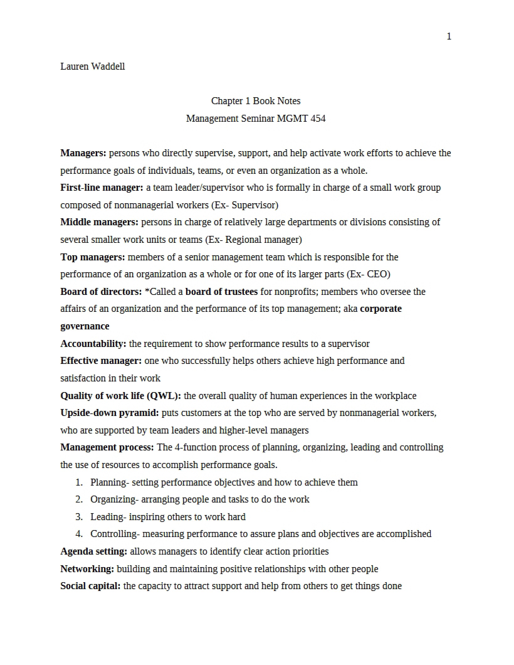 Textbook Notes Chapter 1