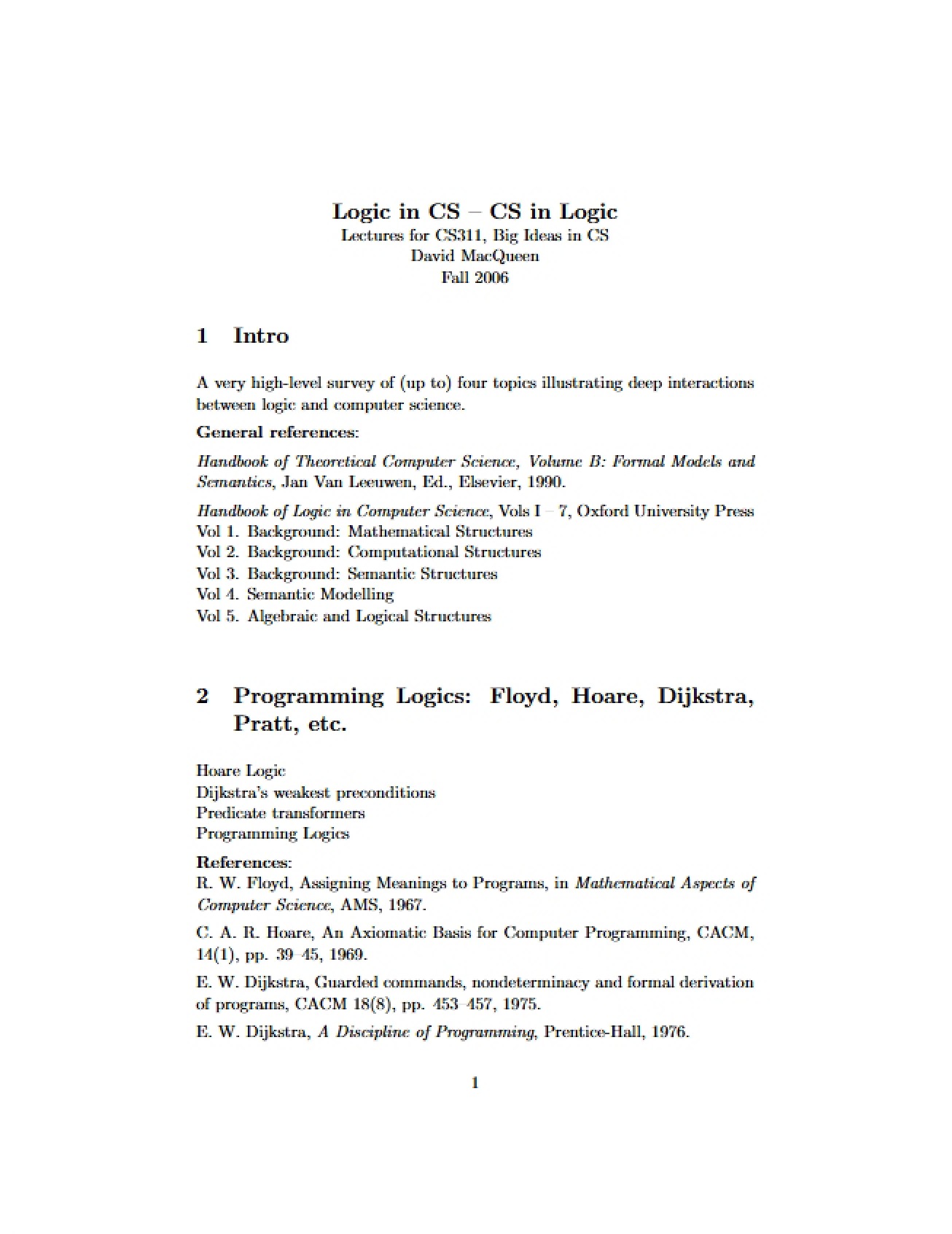Intersection of Logic and Computer Science