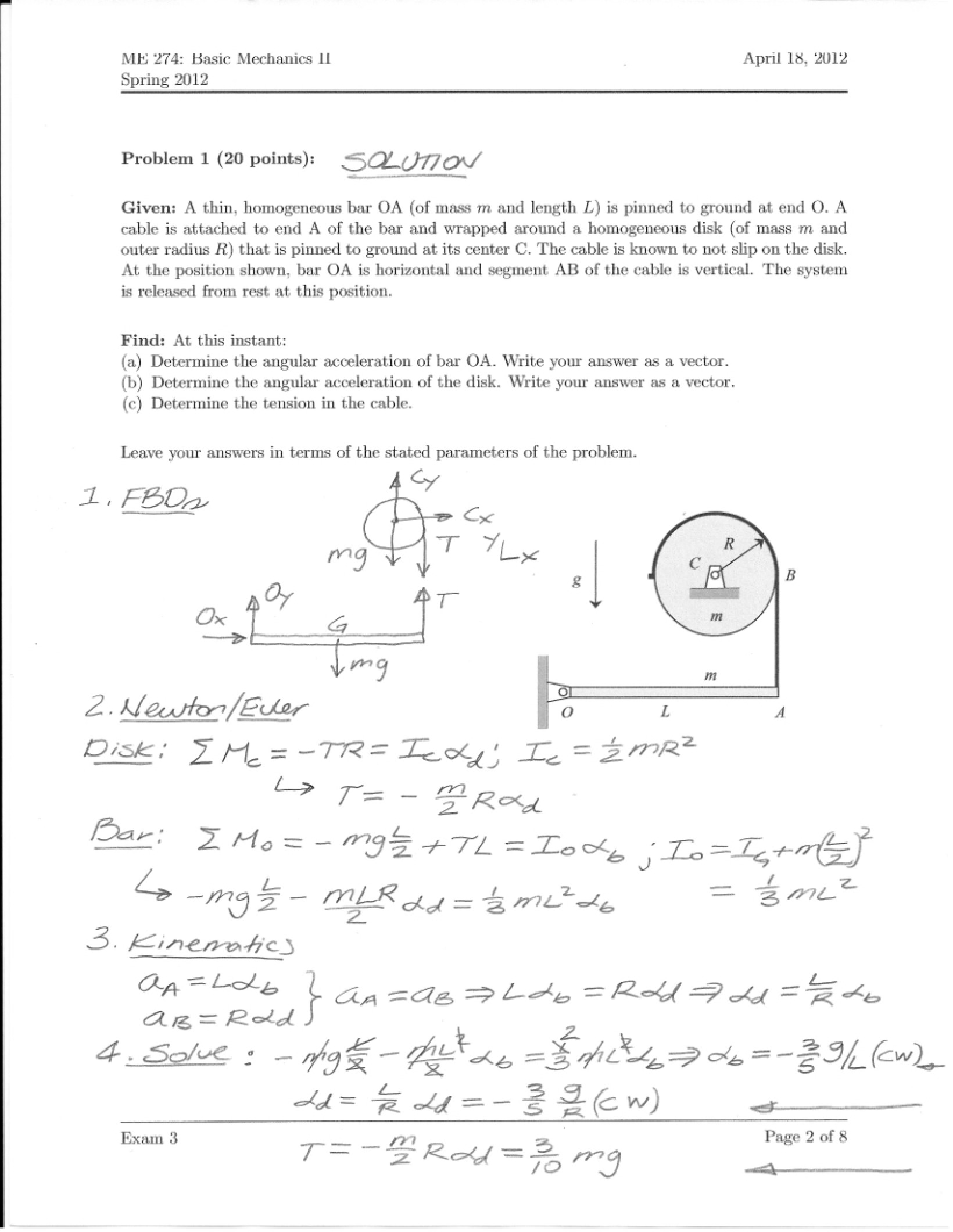 Third Exam Solutions