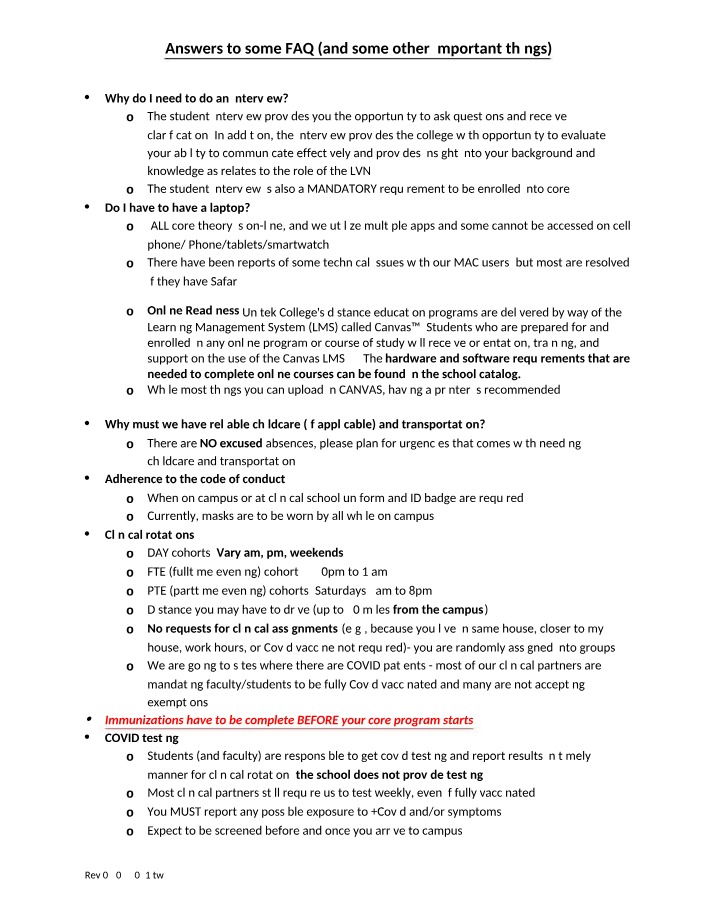 Answers to FAQ and Other Important Things