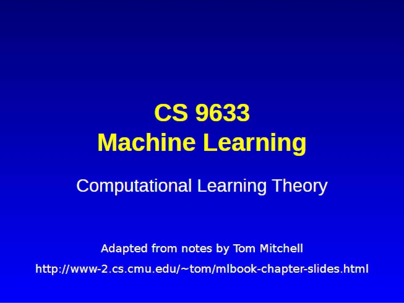 Theory of Computational Learning