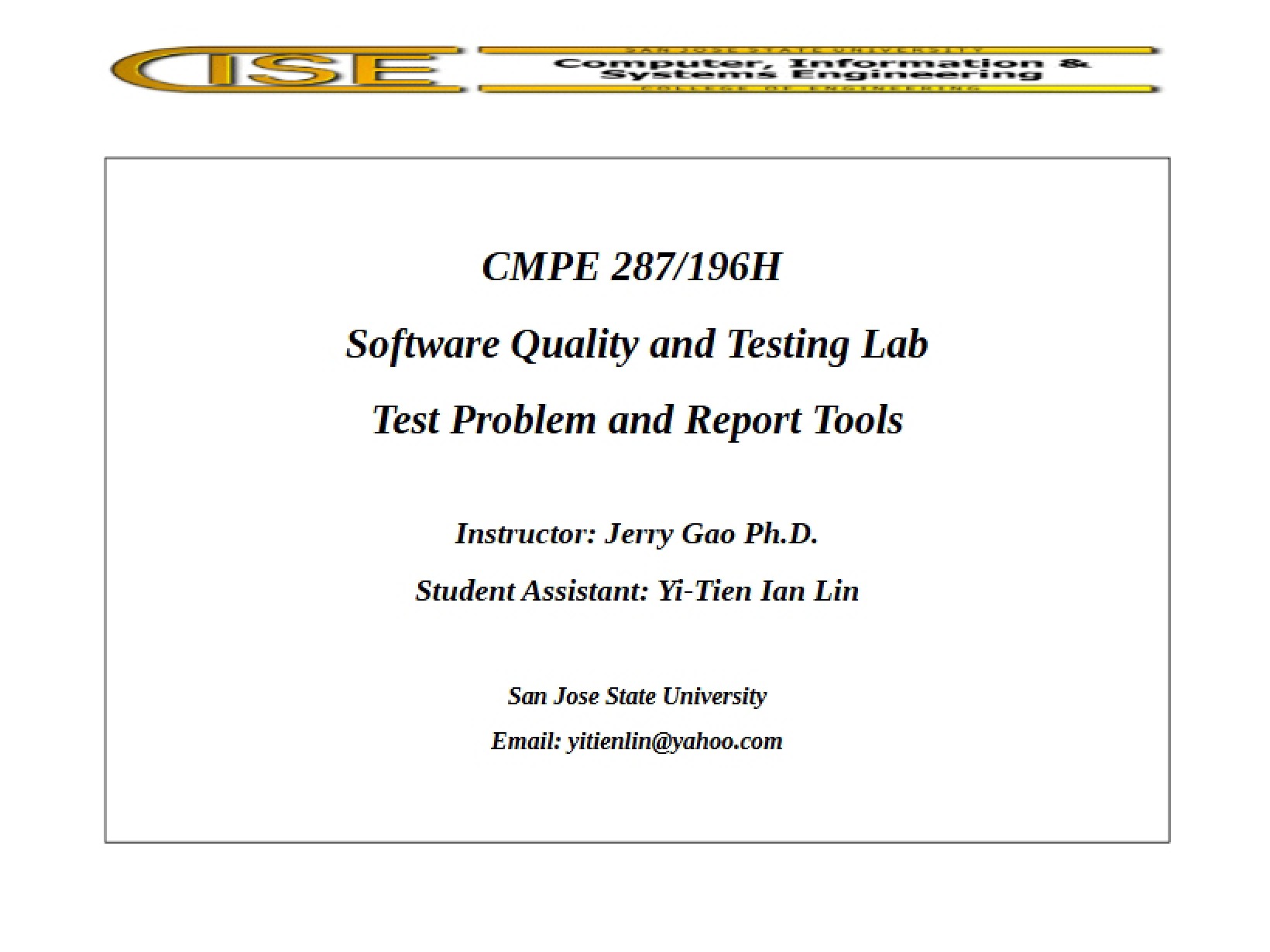Laboratory Testing and Software Quality