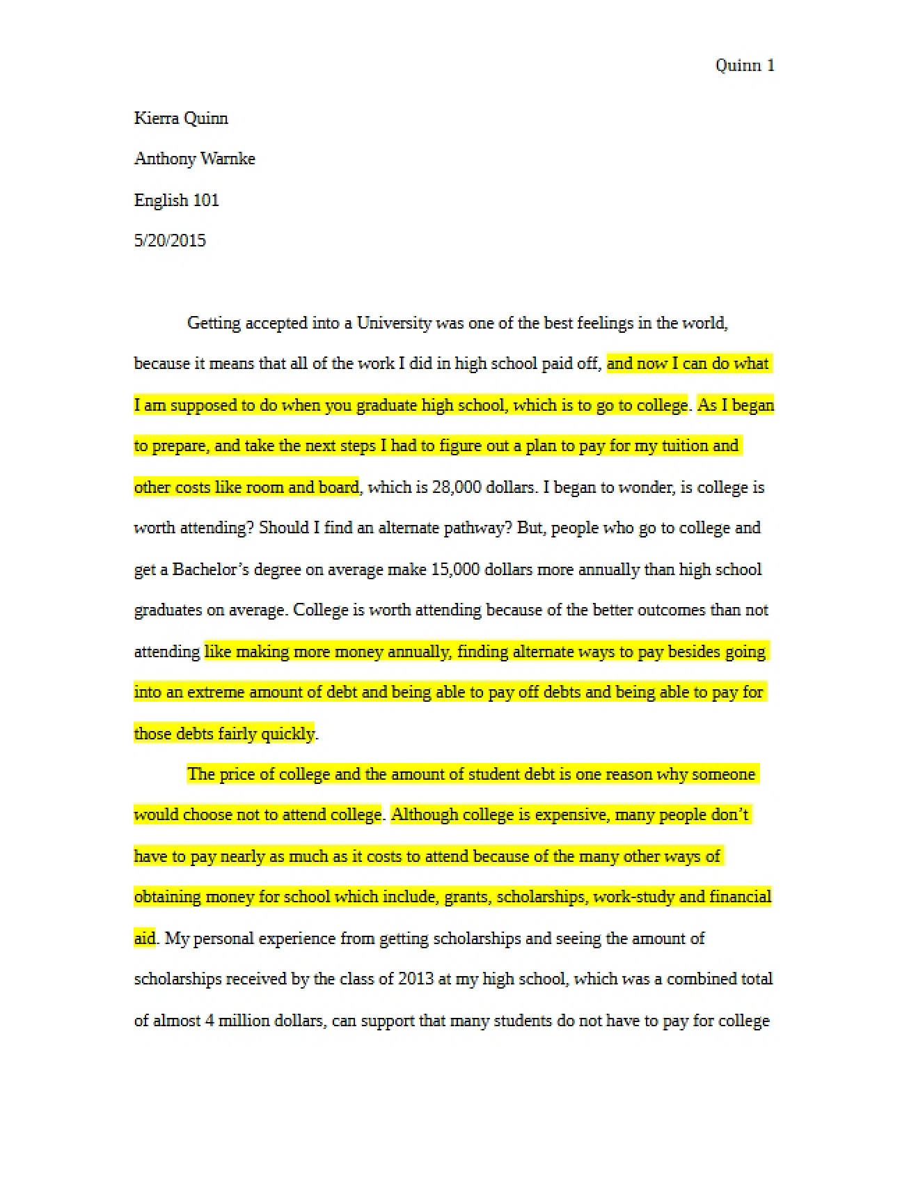 Argument Kierra Quinn