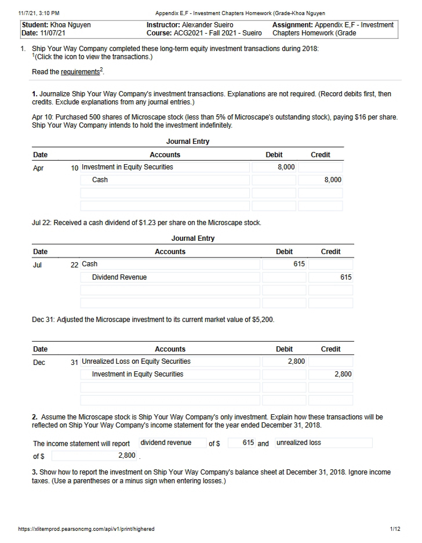 Homework Investment Chapters (Appendix E,F)