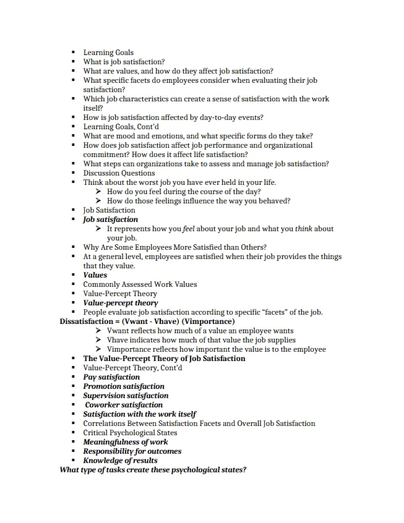 Statement of Learning Goals for Organizational Behavior