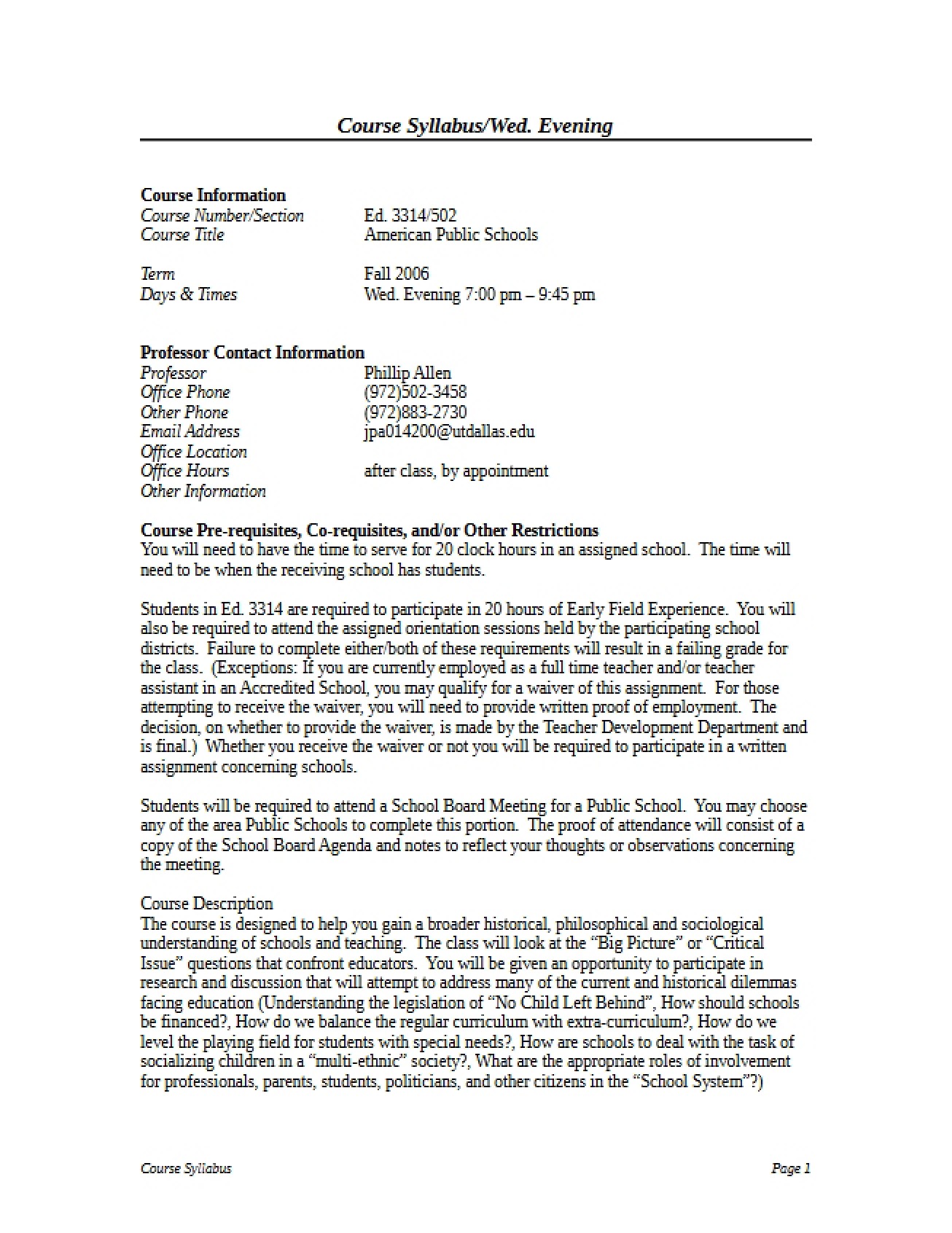 Syllabus The American Public School