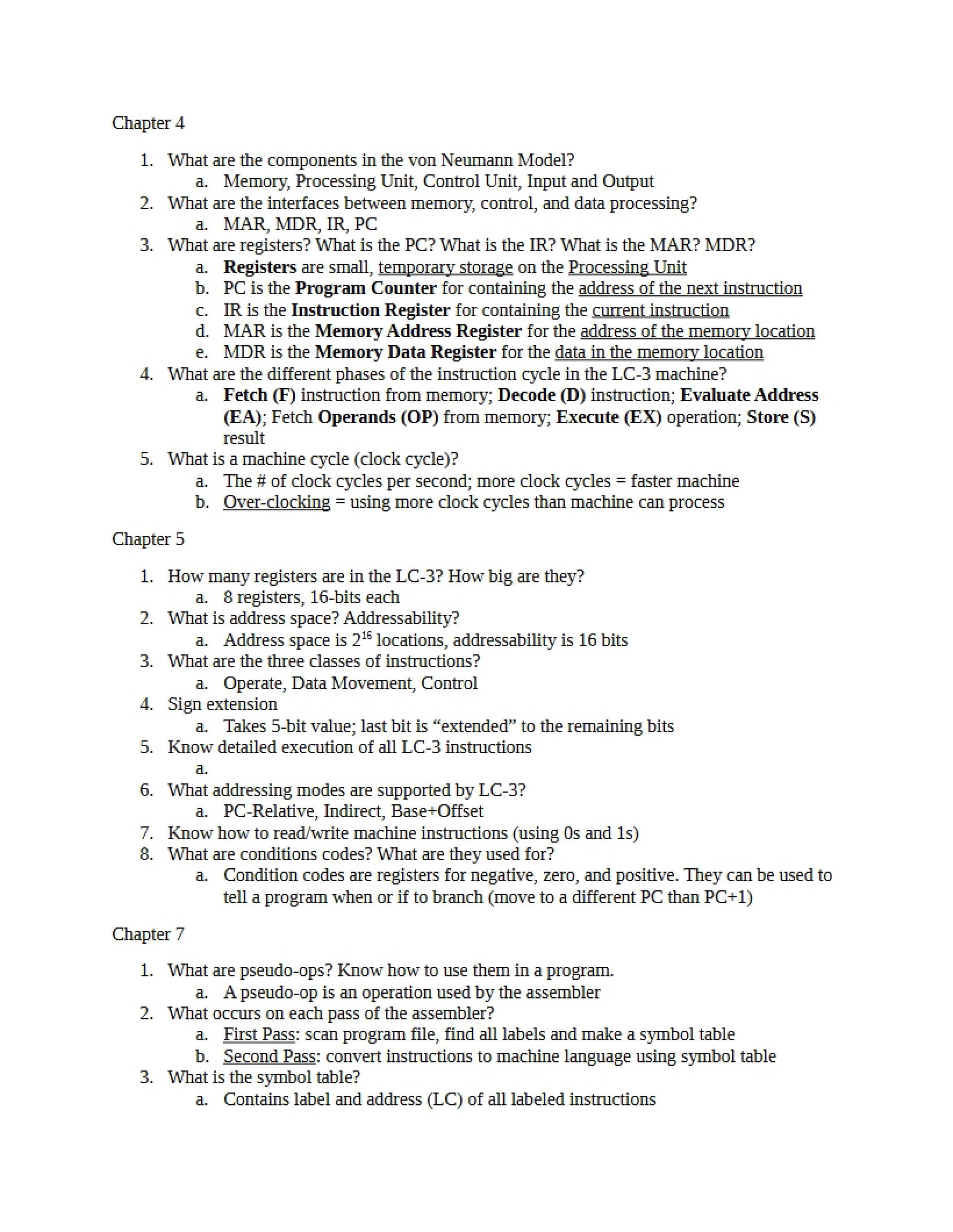 Review for Midterm One (CPE 225)