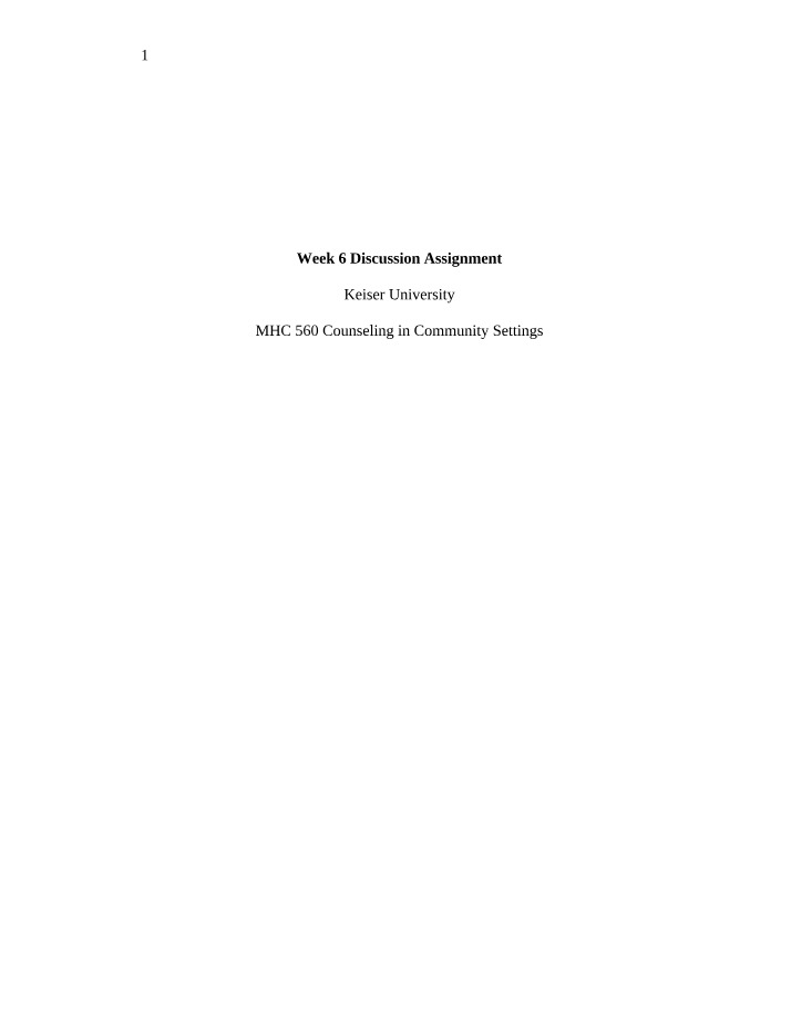 Discussion Assignment - Week 6