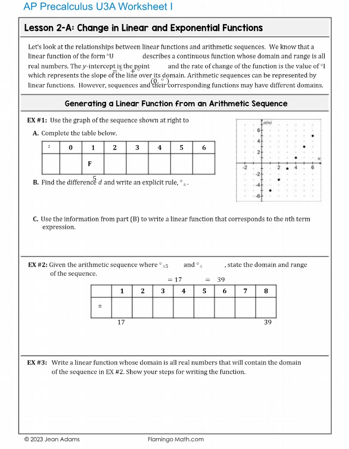 AP Precalculus U3A Worksheet - Change in Linear and Exponential Functions