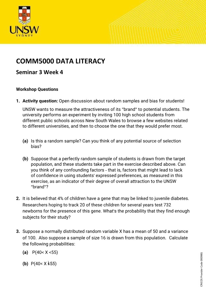 Random Samples and Bias in University