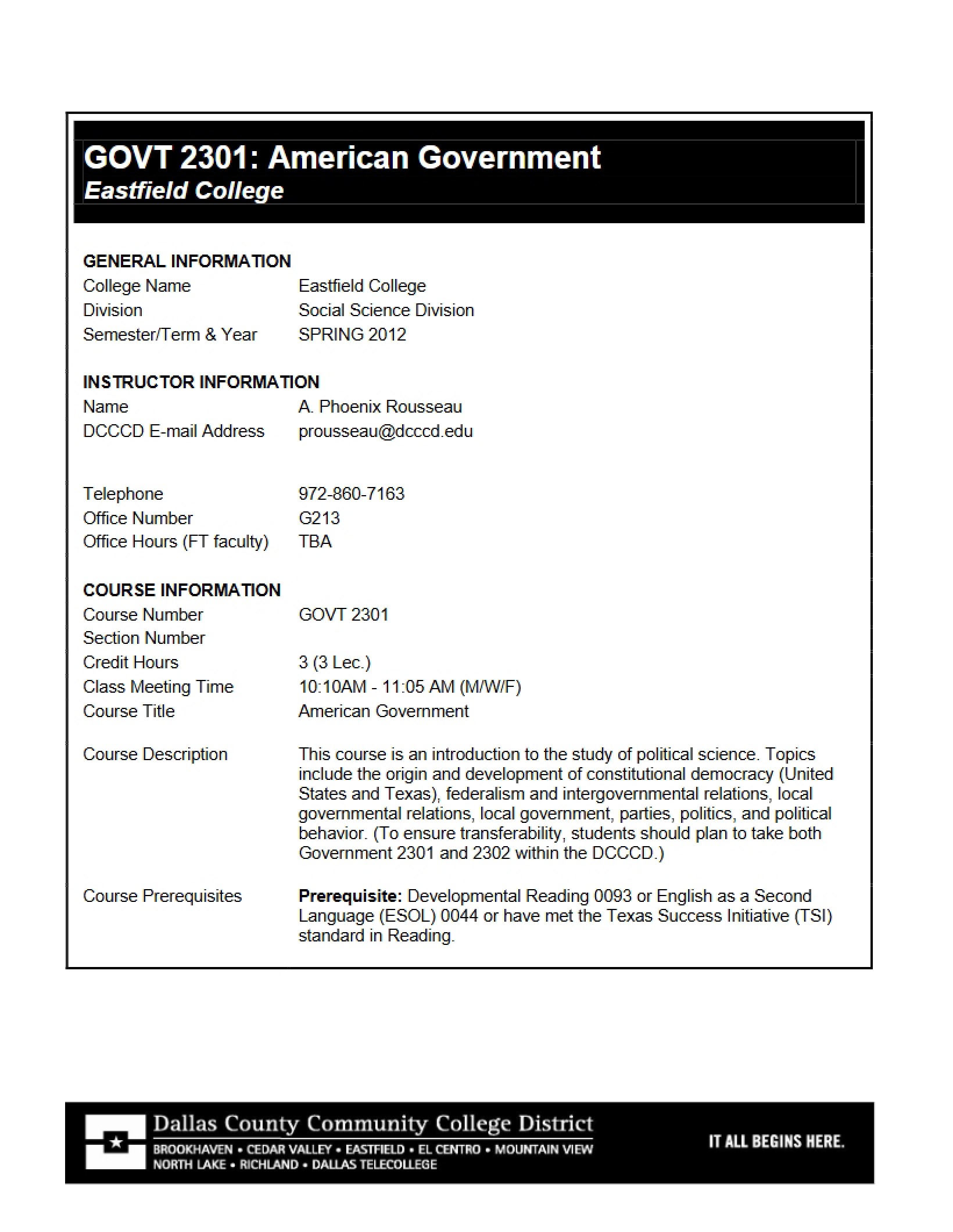 Syllabus - 10 Pages