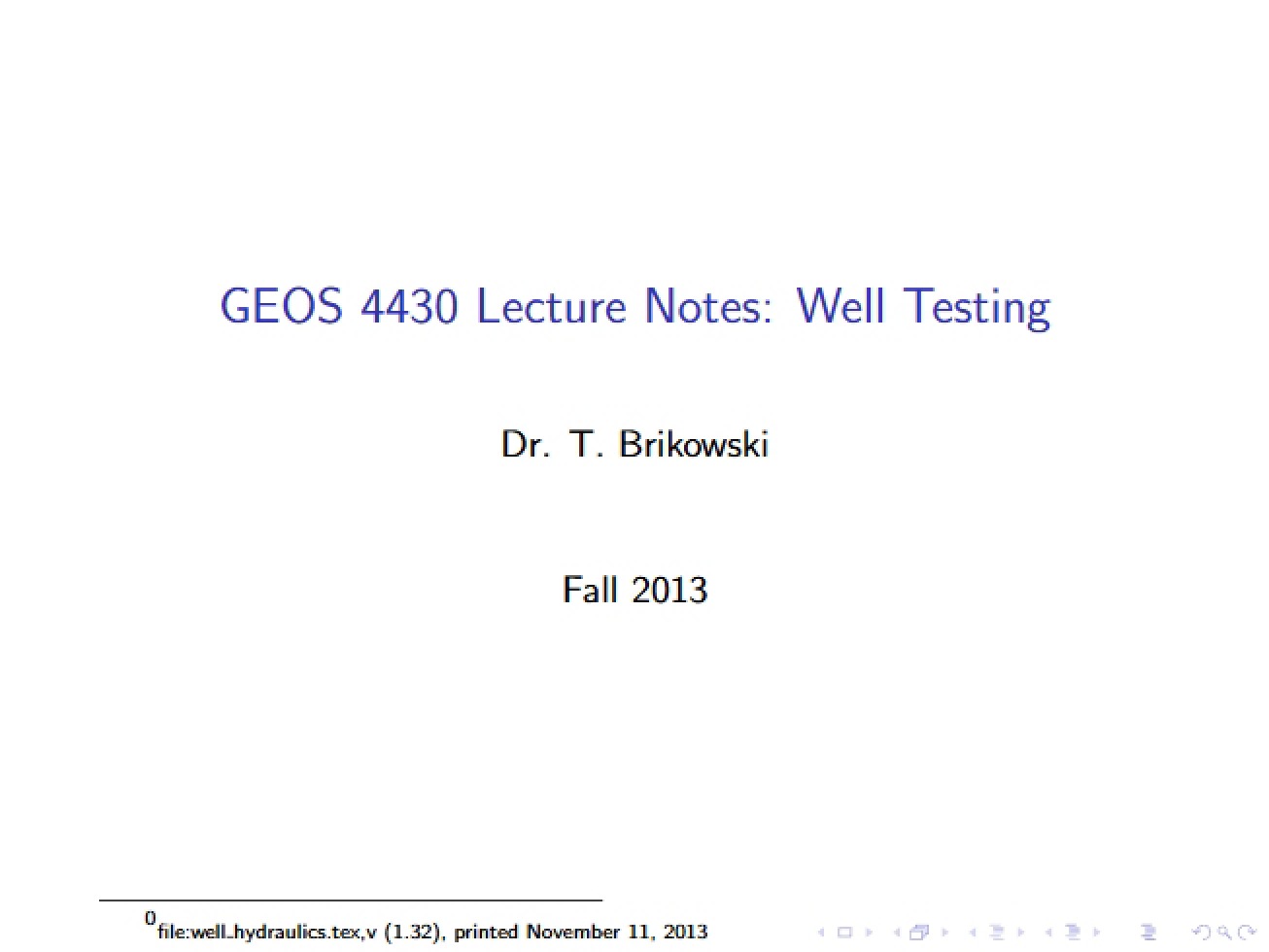 Lecture Notes Well Testing