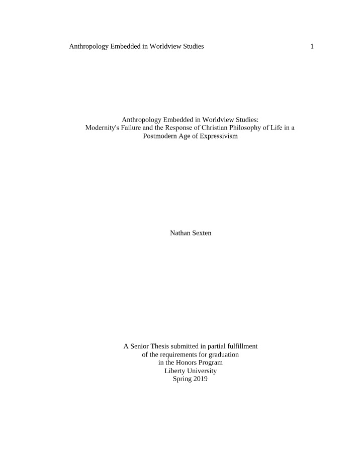 Worldview Studies - Anthropology Embedded