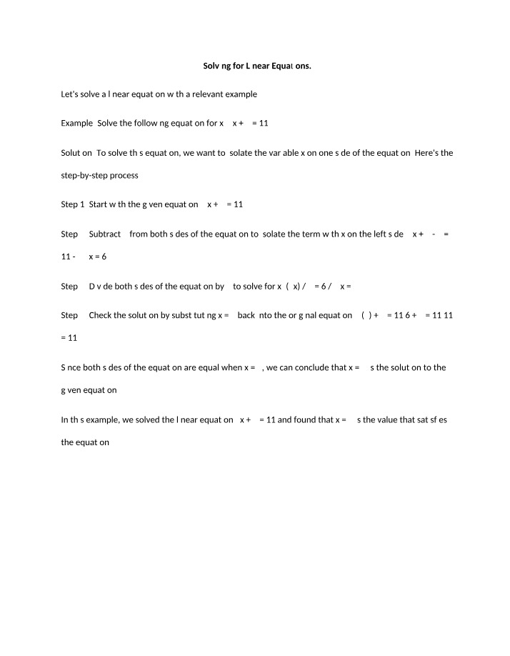 Solving Linear Equations