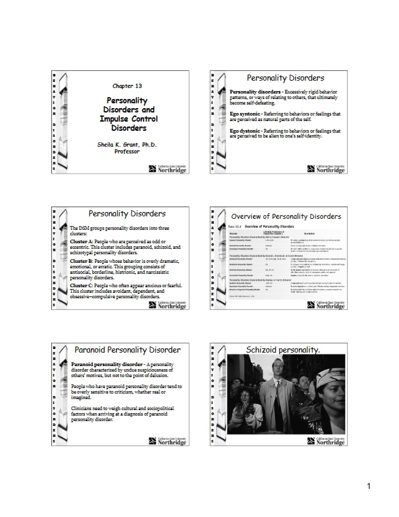 Disorders of Impulse Control and Personality