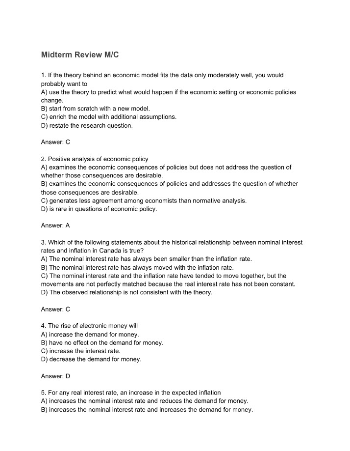 Midterm Multiple Choice Review