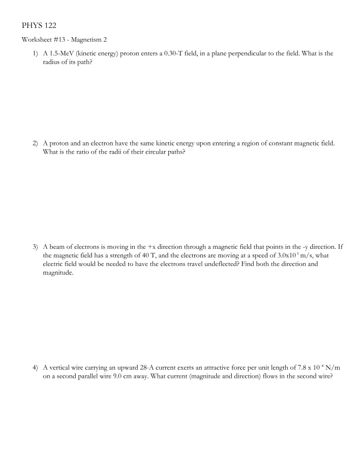 Worksheet 13 - Magnetism 2