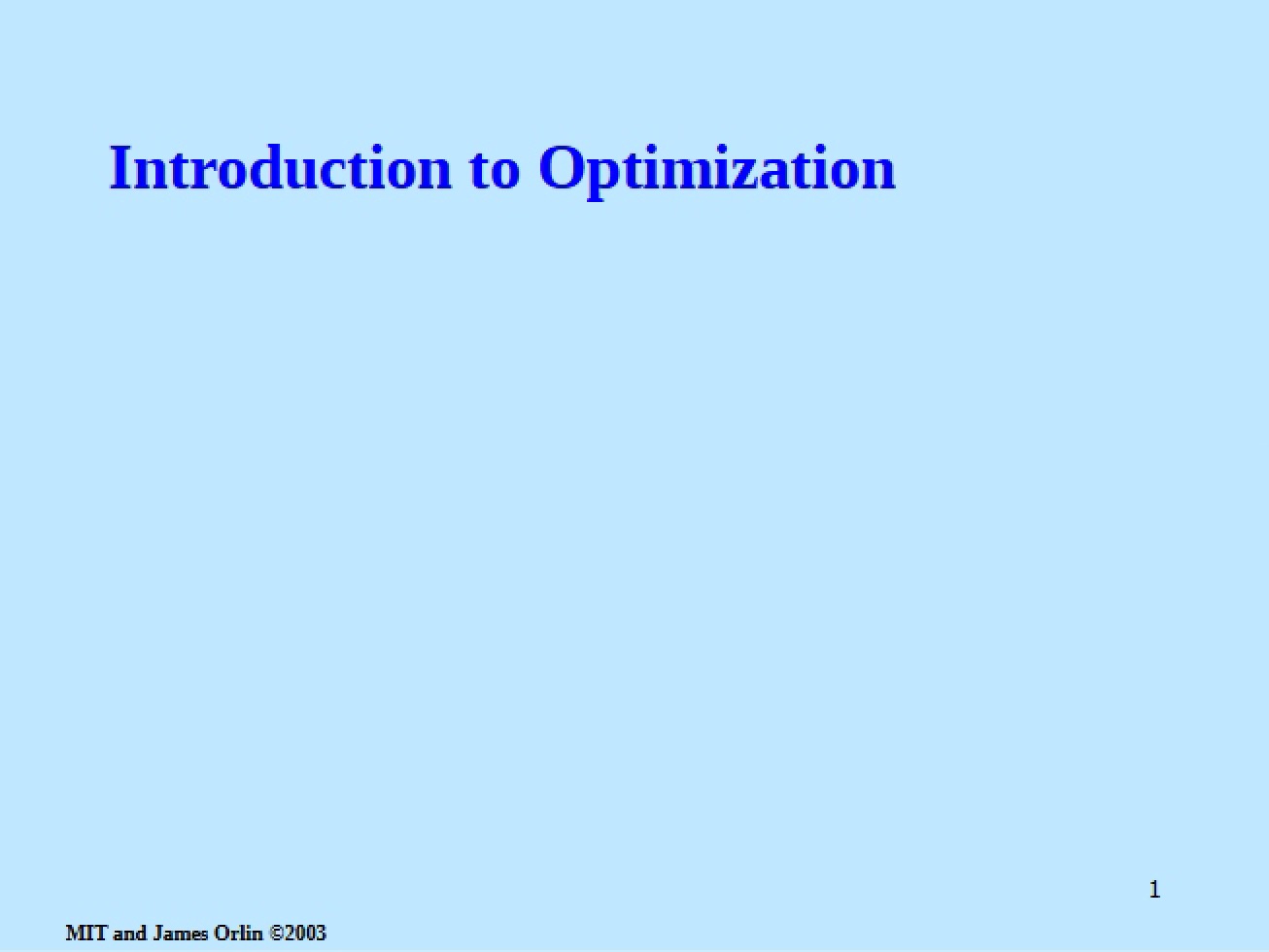 Introduction to Optimization Methods