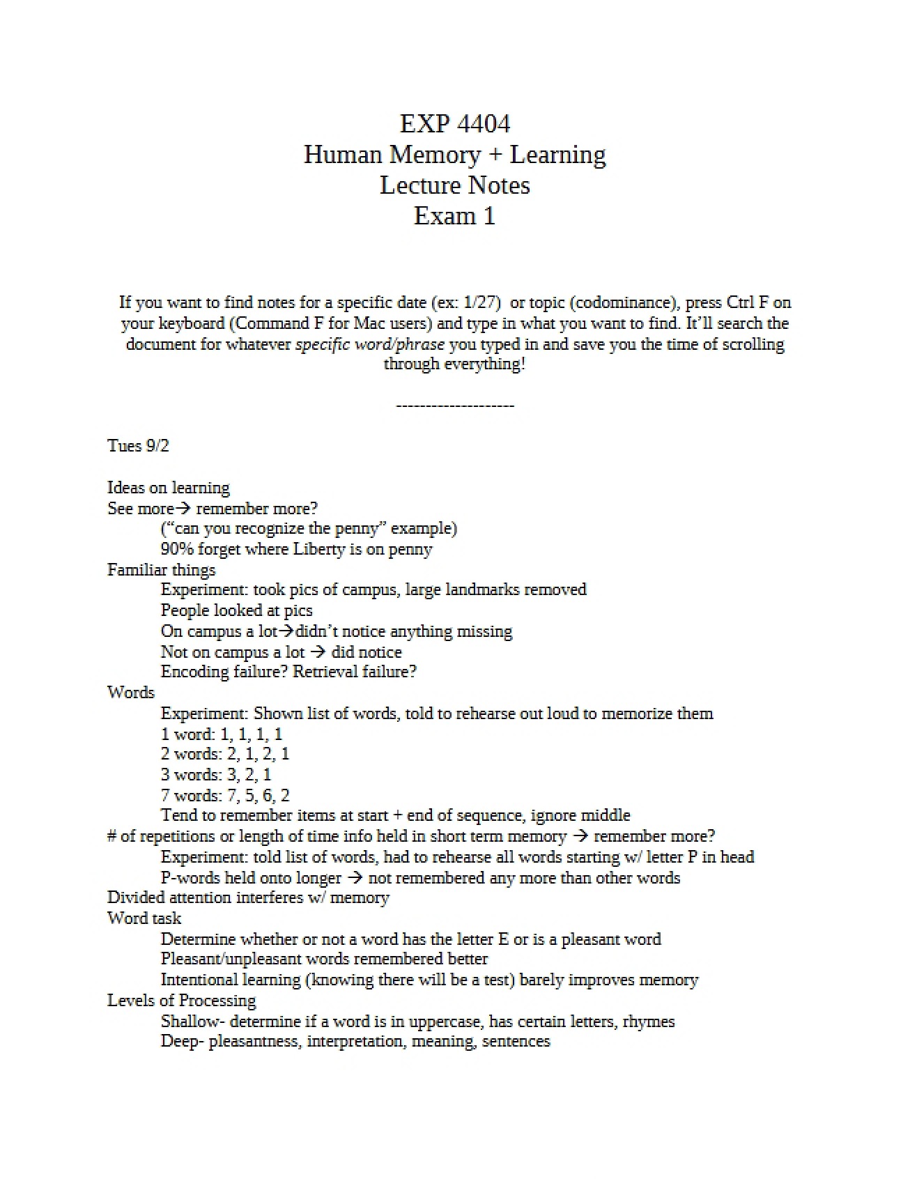 Core Concepts of Human Memory and Learning