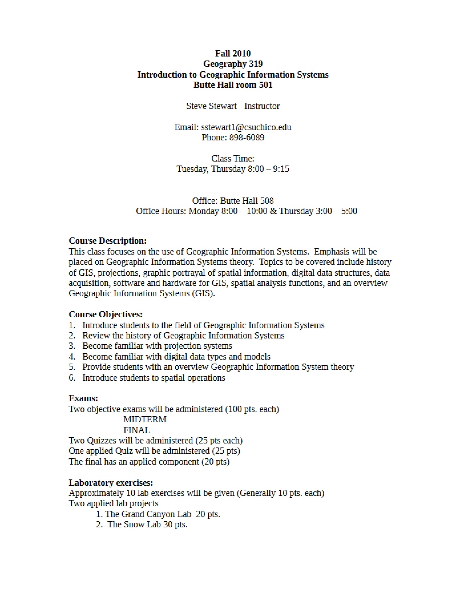 Course Syllabus GIS