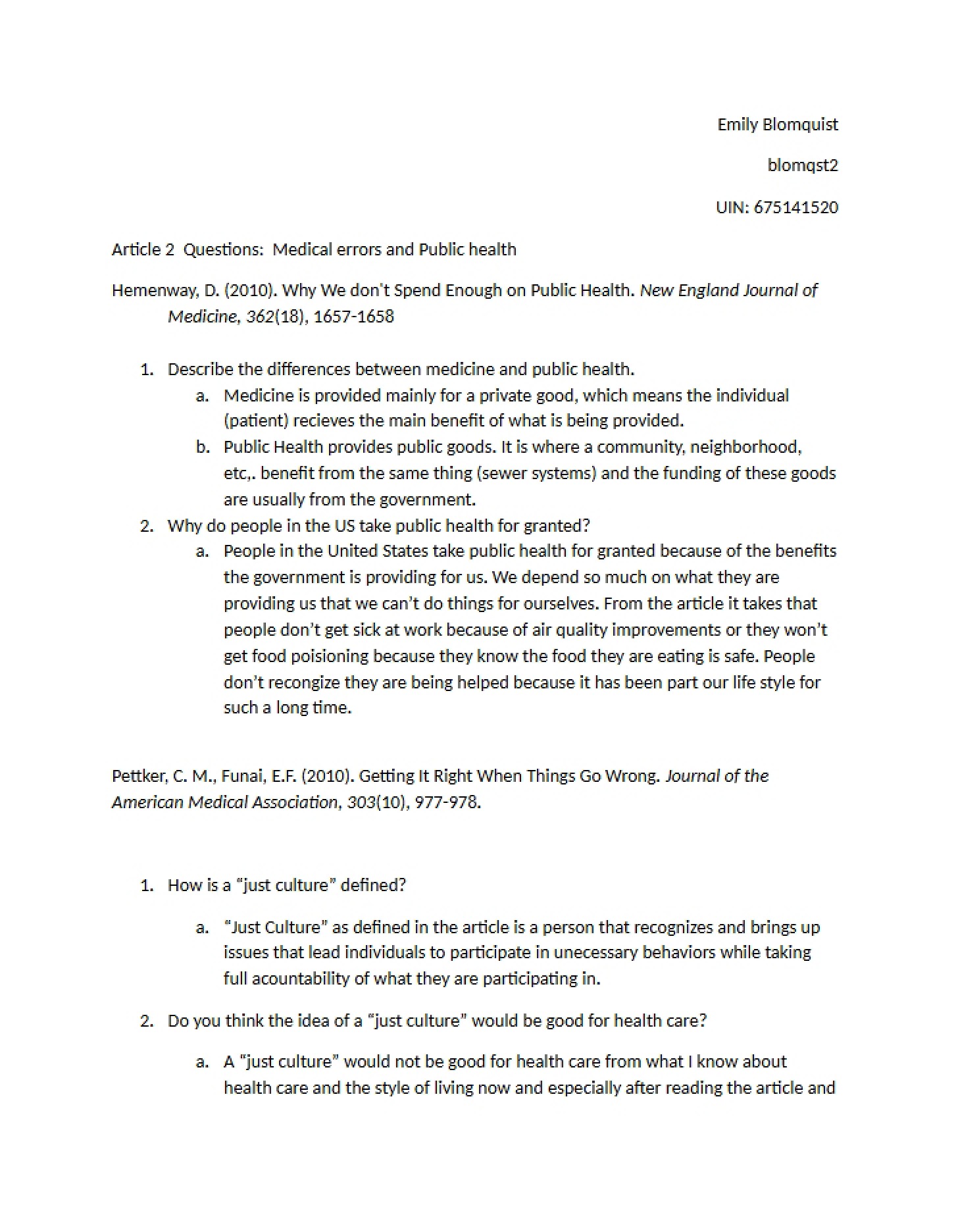 Second Assignment for CHLH 250