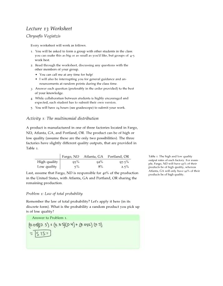 Worksheet for Lecture 13