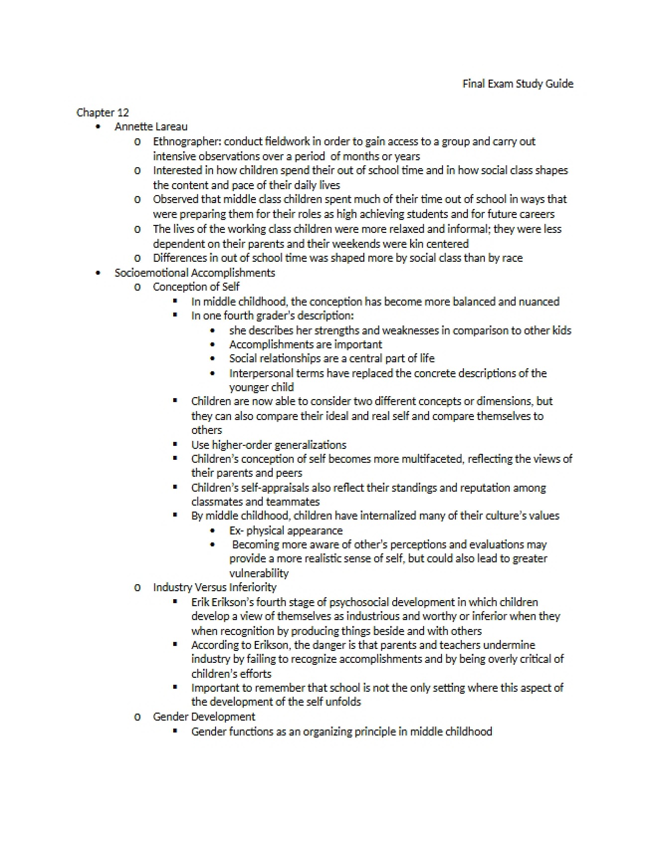 Final Exam Study Guide