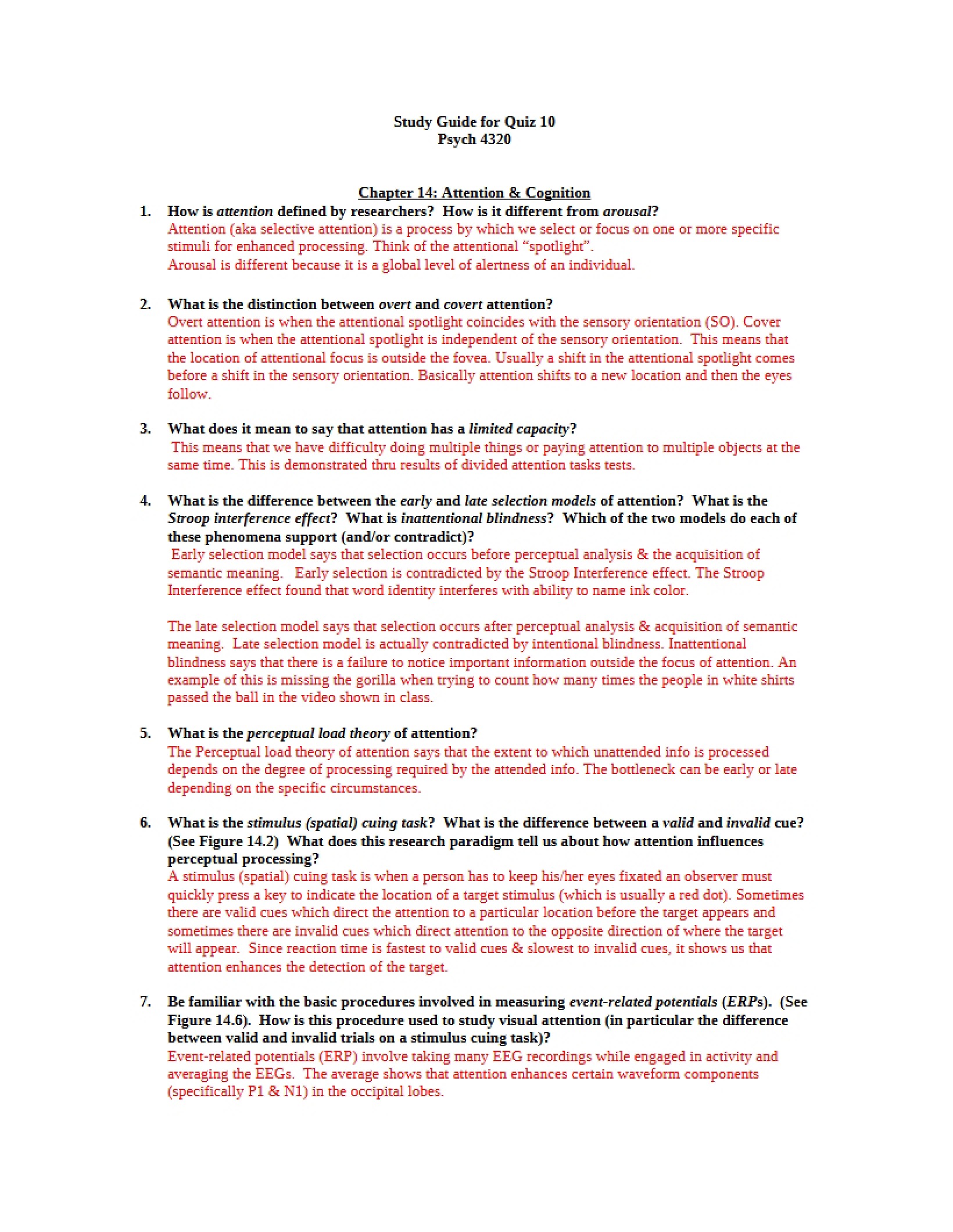 Attention and Cognition (Chapter 14)