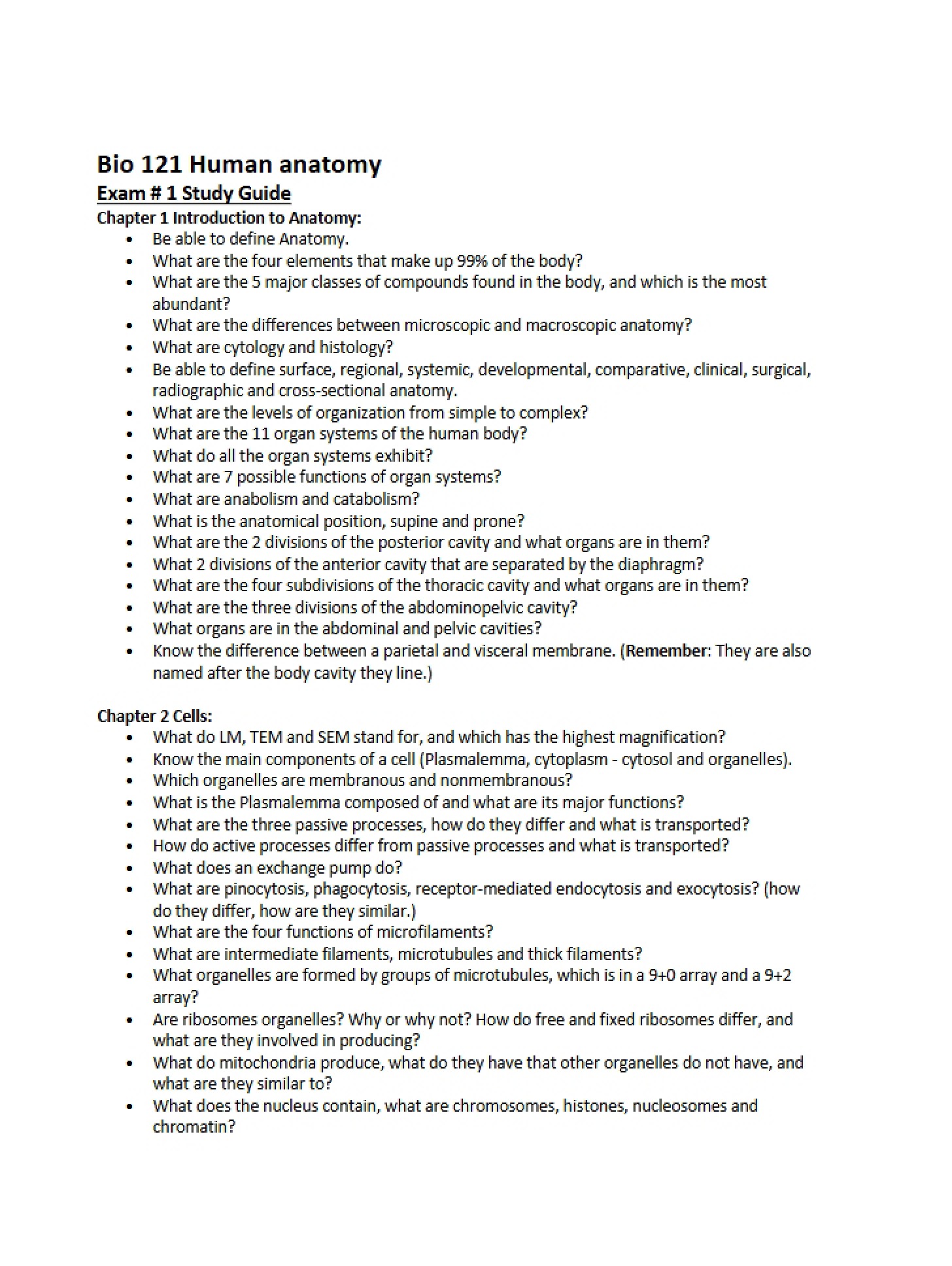 Preparation Guide for First Exam