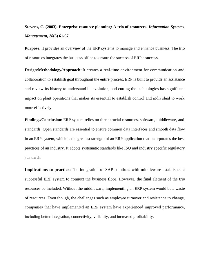 Enterprise Resource Planning for Business Performance