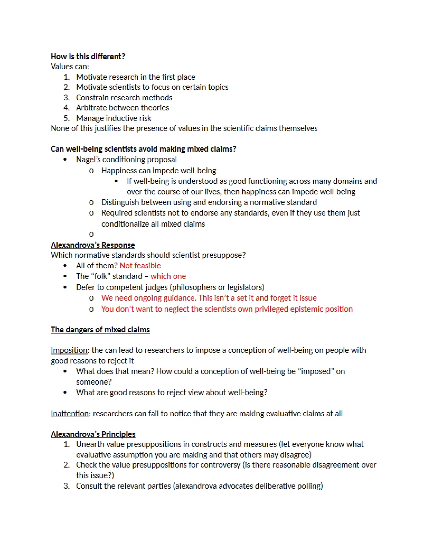Concepts of Values