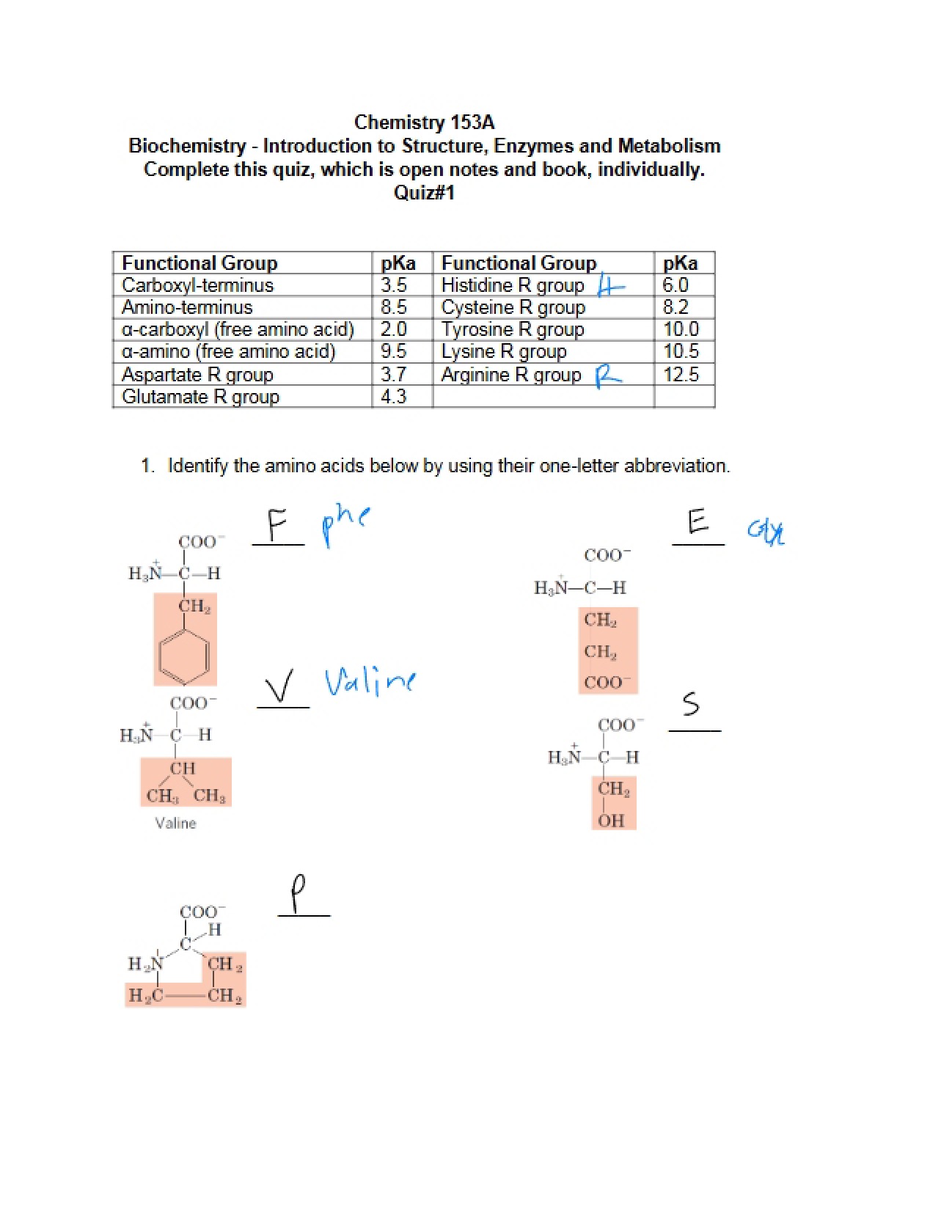 Physical Chem Lab: Quiz 1