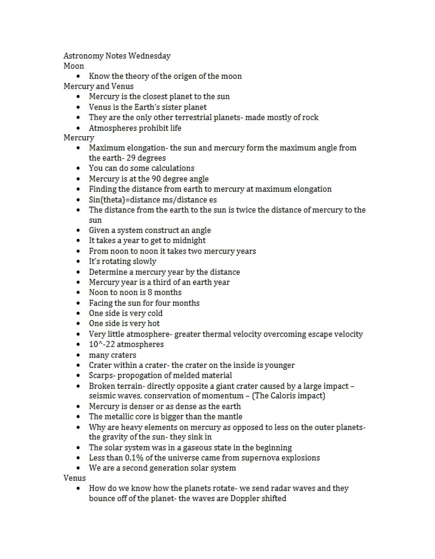 Space Science Notes