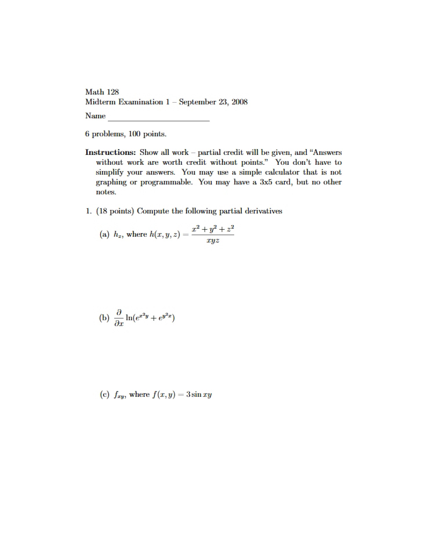 Initial Midterm Test