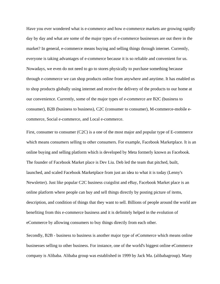 B2C, B2B, and C2C E-commerce Types